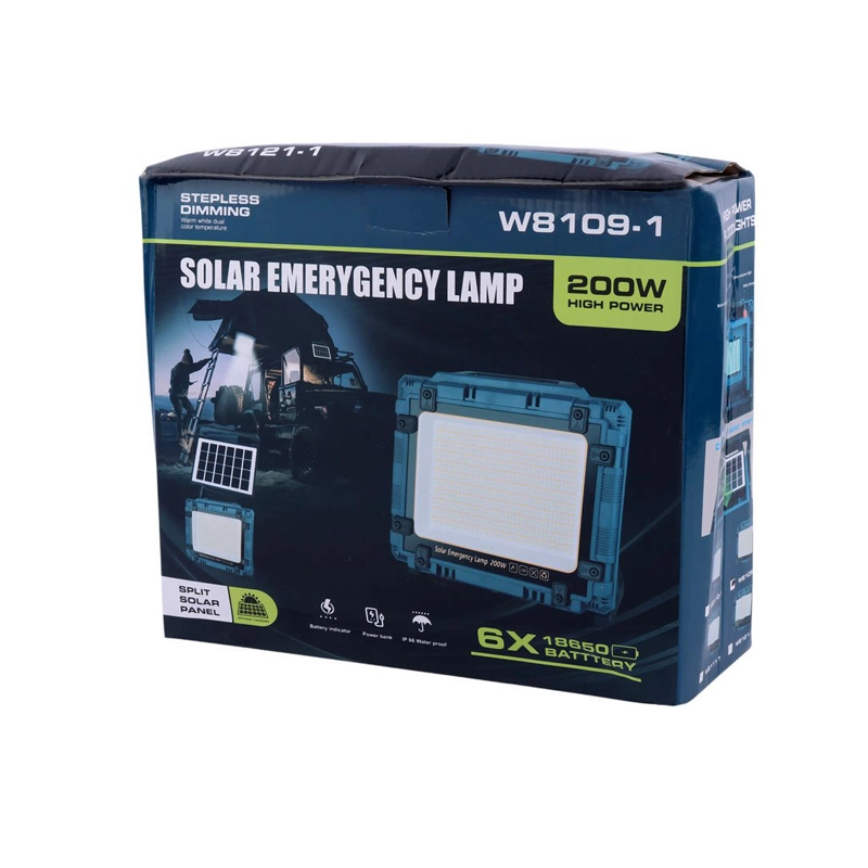 پروژکتور سیار شارژی و پاور بانک خورشیدی W8109-1